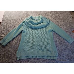 New York‎ & Company Cowl Neck Cable Knit Metallic Pullover Sweater Women's M